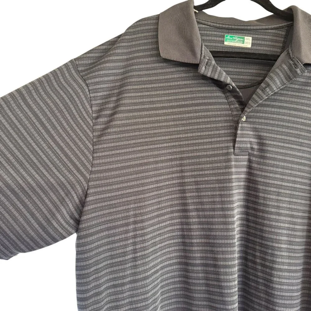 Ben Hogan Performance Men's Gray Striped Polo Short Sleeve Shirt  Size‎ 3XL